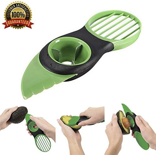 Multi-function 3-in-1 Avocado Slicer Peeler Cutter &amp; Core Remover Skinner for Fruit (Green), Kadin Homes