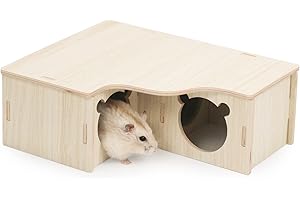 REYSHIN Hamster Maison d'angle en bois pour hamster, abri de hamster, cachette d'angle droit, cage décorative, accessoire pour hamsters nains, gerbilles, degus, souris à maquereau (3 maisons, 22.5x17.8x8 cm)