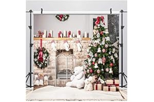 AIIKES 10x10FT Weihnachtsfotografie Hintergrund Weihnachtsbaum Geschenk Kamin Hintergrund Baby Neugeborene Fotografie Hintergrund Fotografie Studio Hintergrund 10-302