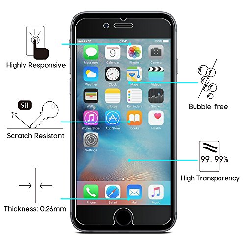 [2 Pack] iPhone 6S Plus Screen Protector, OMOTON Tempered Glass Screen Protector with [9H Hardness] [Crystal Clarity] [Scratch Resistant] [Bubble Free] for Apple iPhone 6 6S Plus 5.5 Inch