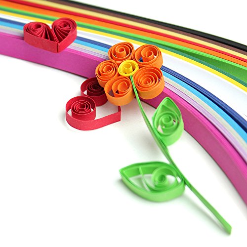 Outus 26 Farben 1040 Strips Papier Quilling Streifen Papierbreite Set, 3/ 5/ 7/ 10 mm, 4 Stück - 3