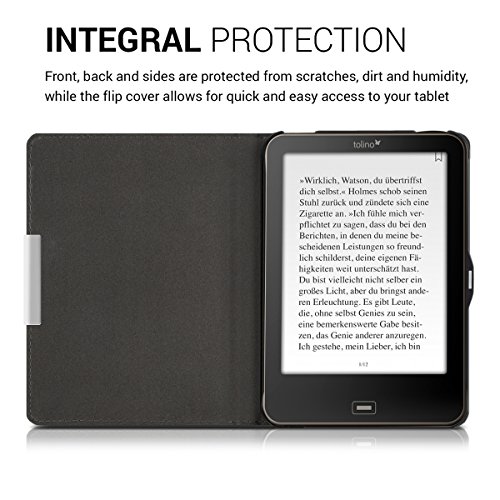 kwmobile Hülle für Tolino Vision 1 / 2 / 3 / 4 HD – Flipcover Case eReader Schutzhülle – Bookstyle Klapphülle Blau Braun - 4