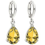 Zierlich, Zart, Dezent und Zeitlos! Vergoldete kurze Tropfenohrringe mit gelben Strasssteinen in Tropfenform. Unsere hochwertige Damenohrhänger mit Steinchen sind aus Edelstahl in 18ct / 750 Weißgold vergoldet und haben eine Länge von 2,7 cm