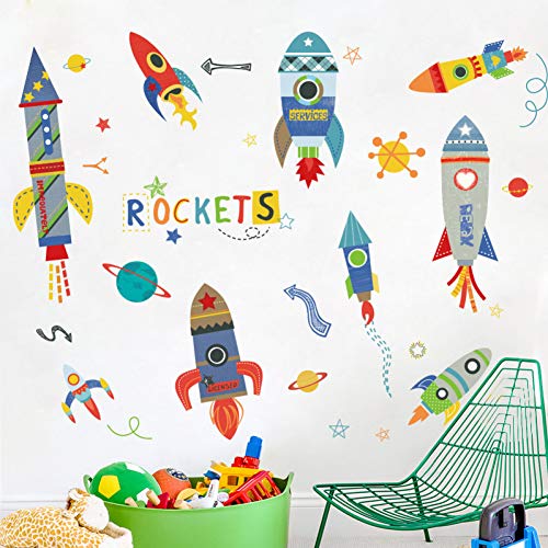 Preisvergleich Produktbild ALXCHD Kinderzimmerbabyspielzeug-Shopaufkleber Des Raumkarrenraketenschiffsverzierungswa... Der Karikaturschlafzimmerkinder