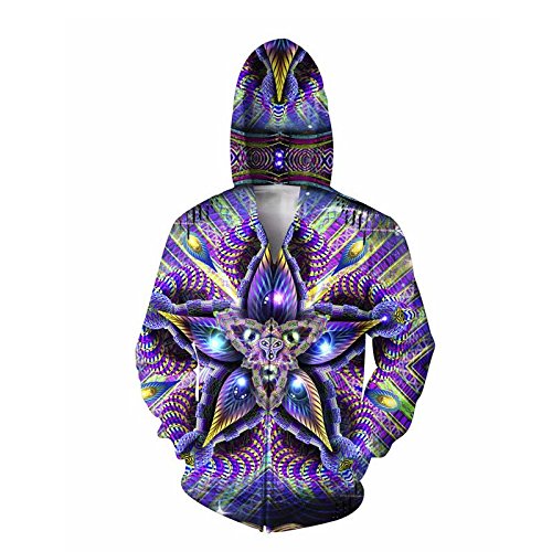Cerebral Mokasha Double Sided Hoodie psychedelic colorful geometric shapes 3d Print Zipper Sweatshirts Jumper For Women Men,L