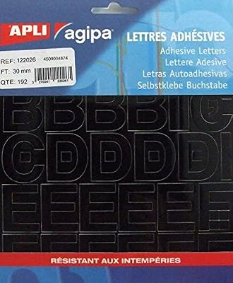 Agipa 122026 Pochette 192 lettres adhésives 30 mm Noir