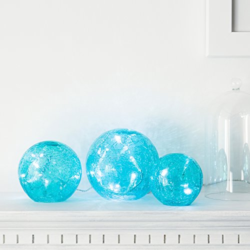 3er Set LED Glaskugeln türkis batteriebetrieben - 2