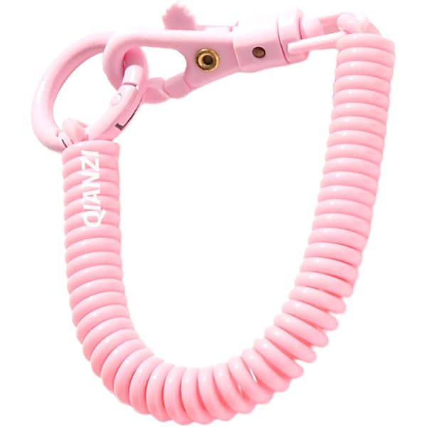 10 Porte-Clés Spirale Élastique - Longe Rétractable 1m - Pour Pêche, Randonnée - Mousqueton Inclus