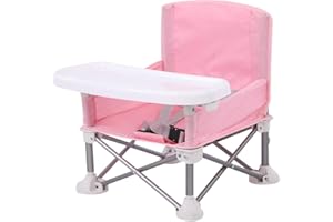 AMOOM Foldable Children Dining Chair, Portable High Chair Toddler Seat With Adjustable Strap and Dinner Tray for Baby Indoor Outdoor