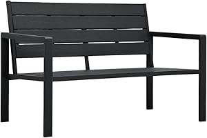 ‎VIDAXL vidaXL Gartenbank Sitzbank Parkbank Gartenmöbel Bank Terrassenbank Balkonbank Außenbank Garten Balkon Outdoor 120cm HDPE Schwarz Holzoptik