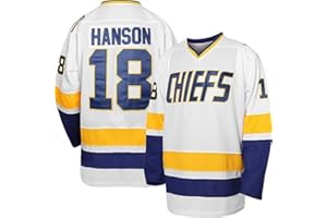 Atonmore Hanson Brothers Hockeytrikot Charlestown Chiefs 17 Steve 18 Jeff Slap Shot Movie Hockey Trikots Blau Weiß