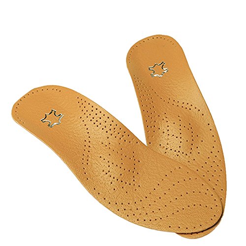 Yiwa Cuir Semelles orthopédiques Semelle intérieure pour Support voûte Plantaire orthopédique Semelles en Silicone pour Homme et Femme, Marron, 42