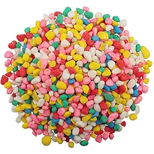 Lainrrew 2.2 lb Mini Rainbow Pebble Stones, Small Chips Gravel Outdoor Decorative Stones for Potted Plants, Aquariums, Lanscaping, Vase Fillers (4-6mm)