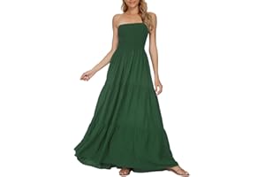 Timathous Donna off Shoulder Estiva Senza Spalline Spiaggia Bohemien Maxi Abito,Top A Tubo Lungo Abiti Vestito