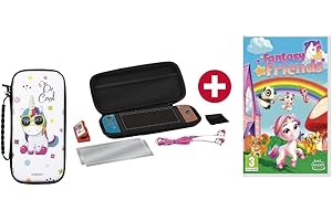Konix Unik Pack di accessori per Nintendo Switch, Switch Lite e Switch OLED - Fantasy Friends - Custodia - Astuccio - Protezione Monitor - Cuffie