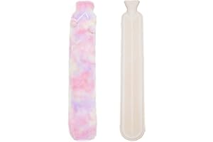 YNREDEE Long Hot Water Bottle with Cover,2L Hot Water Bottle with Removeable & Washable Soft Plush Cover Warm in Winter,Natural Rubber Bottle for Neck,Waist,Back,Legs,Shoulder,74 x 13cm (Red)