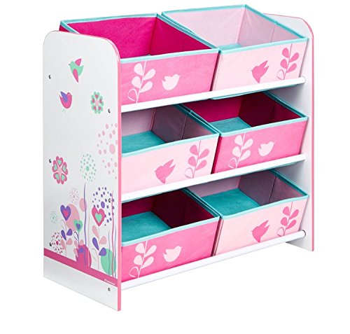 Holz Spielzeugregal AUSWAHL Mädchenregal oder Jungenregal Kinderregal Organizer (Blumen und Schmetterlinge) - 2