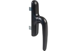 Amig – Poignée pour fenêtres battantes – Base en aluminium – Cache en PVC – Couleur noir – Fixation à vis cachées – 172 x 27 x 59 mm – Sans carré