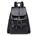Produktbild HUANGDA Leder Doppel Schulter Rucksack, einfache Casual Reisetasche, weiche Leder Damen Tasche Mode Student Tasche (Color : Black)