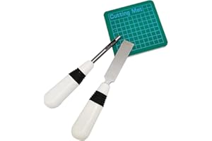 SM SunniMix 3 pièces en Acier Couture boutonnière Ensemble de Coupe Maroquinerie Artisanat Trous d'oeil Outils de Coupe Tissu Cuir Angle Lame Trou de Serrure - Blanc Noir