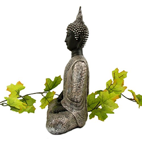 Buddha Statue silber Dekoration Wohnzimmer 30 cm - 2