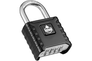 SharkByte Heavy Duty Combination Padlock [Weatherproof] 52mm 4-Digit Outdoor Lock with 8mm Stainless Steel Shackle, Anti-Rust & Resettable Code Padlock for Gate, Shed, Garage, Gym, Warehouse - Black