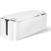 ZUPAPJO Folding Cable Organizer Box Plastic, White, 40x14.5x12.2 cm | Cable Box Organizer for Hiding Electrical Sockets, Non-