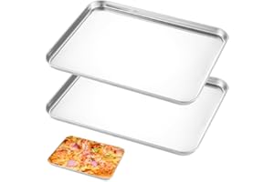 XYVOR 2 Pezzi Teglia Acciaio Inox 26,5 X 20,5 X 1,2 cm, Teglia da Forno Rettangolare, Resistenti Al Calore E Facili da Pulire Teglia Rettangolare In Acciaio Inox per Cuocere, Friggere e Servire Cibi