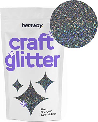 Hemway Craft Glitter - Gun Metal Grey Holographic | Fine Metallic Sequin Flakes for Resin & Epoxy Crafts | Supplies for Tumblers, Cards, Jewellery, Candle, Hair, Face, Body & Nail Art | 100 g