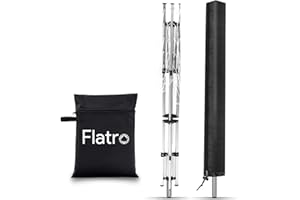 Flatro Premium Rotary Washing Line Cover 420d Washing Line Cover Waterproof with Zip - Heavy Duty Anti-UV Universal Fit Rotary Line Cover with Bag - 16 X 16 X 180cm (Black)