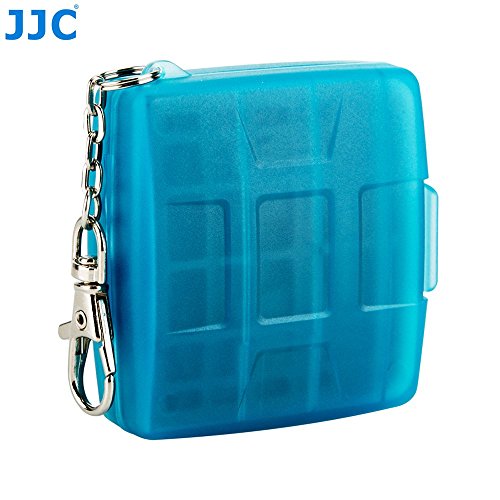 JJC MC-10B Multi Memory Card Case Speicherkarten Schutzbox für 2 Stück SD – 2 Stück MicroSD – 2 Stück SIM Cards – 2 Stück Micro SIM und 2 Stück Nano SIM Karten – Stoßfest Box Safe Tasche Etui Aufbewahrungsbox Hülle mit Schlüsselanhänger - 2