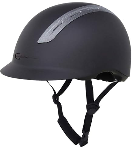 IRHOlania Casco Da Equitazione Deluxe - Visiera Grande - Nero Glitter Taglia M