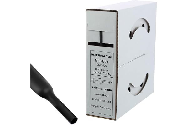 Offgridtec Gaine thermorétractable 10 m 2,4 mm > 1,2 mm Noir Boîte distributrice Atelier Voiture