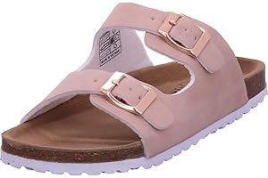 Supersoft Mädchen Schuhe 474-501 2er-Riemen Pantolette Lederfußbett Rosegold