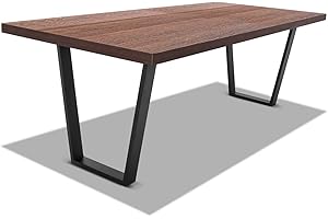 FRANKYSTAR Tavolo da pranzo in legno e metallo con piedi trapezoidali. Disponibile in 2 dimensioni 160x90 cm e 220x100 cm ed in 4 colori bianco, nero, legno neutro, legno teak (160 x 90cm, Legno Teak)