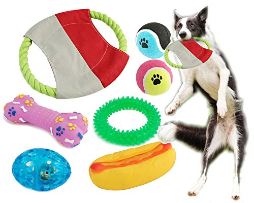 BPS® Pack de Juguetes para Perro, 7 Pcs Juguete Mascotas para Perros Animales Domésticos Colores se envian al azar (Al Azar Modelo 1) BPS-1358*1