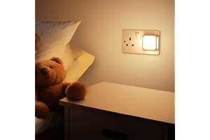 PURSNIC Night Light Plug in Wall 2 Pack, with Dusk to Dawn Photocell Sensor, 3000K Warm White, Brightness Adjustable, for Kids, Bedroom, Hallway, Stairs