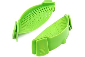 Cozihom Lot de 2 passoires à pâtes en silicone à clipser pour poêle, taille universelle, matériau de qualité alimentaire, résistant à la chaleur, vert