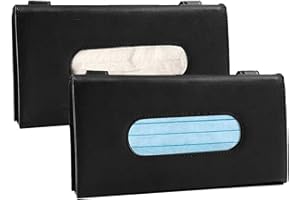TSLBW 2 Pcs Porte Mouchoirs de Voiture Boîte de Mouchoirs pour Pare Soleil de Voiture Boîte à Mouchoir en Cuir Voiture Porte Masque de Visière Étui de Rangement en Papier de Soie pour Visière de Voiture