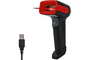LENVII Lecteur Code à Barres 2D Scanner Code Barre USB Barcode Scanner(PDF417, QR, Datamatrix) Support pour Le Balayage d'écran QR Code Scanner（Rouge）