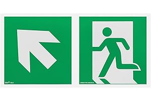 NOTLOK SAFETY WORK Señal de escape vía de escape/salida de emergencia. DIN EN ISO 7010, placa de plástico fotoluminiscente, placa de PVC con cinta de espuma especial de montada en la parte posterior, DIN675