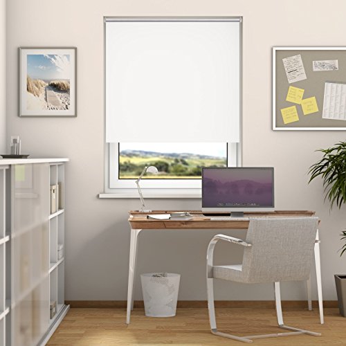 DESWIN Rollos – Verdunkelungsrollo – 130 x 160 cm WEISS – (KlemmFix Rollo mit Metallkette, Klemmhaltern, Rollo-Magnete, Halter zum Schrauben) - 3