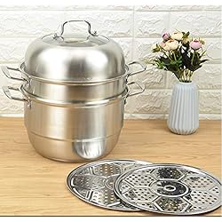 Bo Time Cuiseur à Vapeur en Inox avec 3 Étages Plateaux - Diamètre 24cm