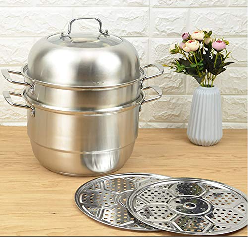 Bo Time Cuiseur à Vapeur en Inox avec 3 Étages Plateaux - Diamètre 24cm