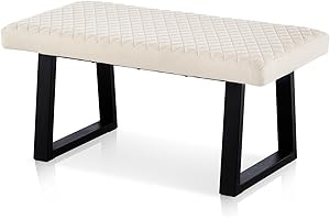 ‎CLIPOP CLIPOP 100cm Samt Sitzbank, Polsterbank Metallbeine, Wohnzimmer, Schlafzimmer, Flur, Esszimmer (Beige)