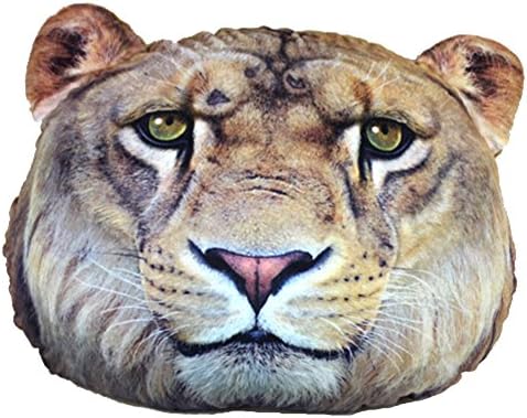 Wiboyeu 4D Lifelike Tiger Leopad Lion Plush Pillow- 40X38 CM Lion