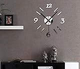 FEITONG Espejo DIY del reloj de pared 3D de superficies Reloj pegatina Home Office Decor (plata)