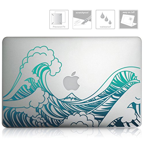 kwmobile Aufkleber Sticker für Apple MacBook Air 13″ (ab Mitte 2011) Skin Folie Voderseite Decal Wellen Design - 2