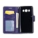Galaxy J5 2016 Case,Galaxy J5 2016 Wallet Case,Leeook Retro Elegant Pretty Creative Purple Embossing Love Heart Butterfly Flower Flip PU Leather Fold Wallet Pouch Case with Strap Stand Credit Card ID Cash Holders Book Style Stand Function Magnetic Closure Case Cover for Samsung Galaxy J5 2016 + 1x Black Stylus