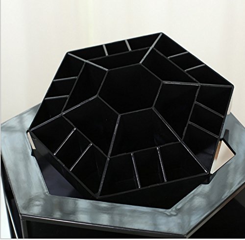 Dproptel 360 Grad Drehbarer Kosmetikorganizer Make Up Organizer Einstellbarer Multifunktionale Aufbewahrungsbox für Schminktisch Aufbwahrung (schwarz) - 4